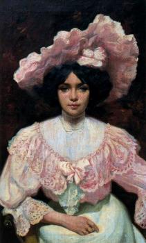 伊格納西奧 狄亞玆 奧拉諾 Retrato dama en rosa